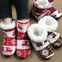 winter home slippers women christmas deer fur slides indoor furry shoes woman warm plush ladies cotton slippers zapatos de mujer