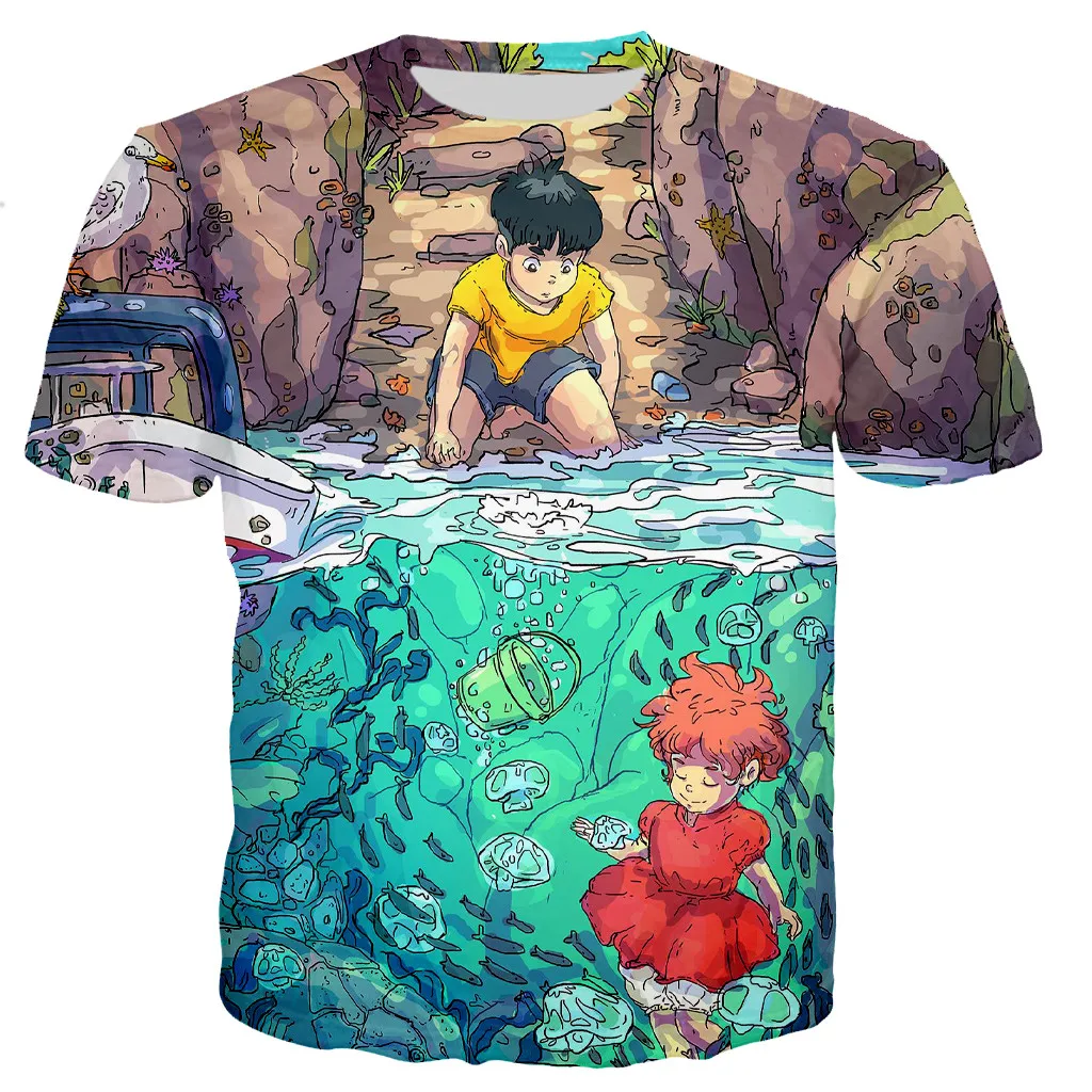 

Anime Ponyo on the Cliff Men's t-shirt New fashion cool 3D printed T-shirts casual style t shirt streetwear oversize t-shirt top