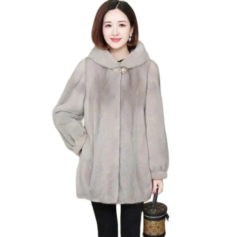 Новинка зимняя женская куртка Haining из искусственного меха норки бархатная