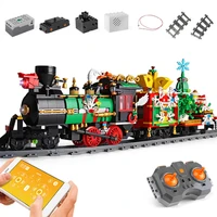 app remote control christmas steam train model electric building blocks rc car vehicle bricks kids toys children gifts 1296 pcs