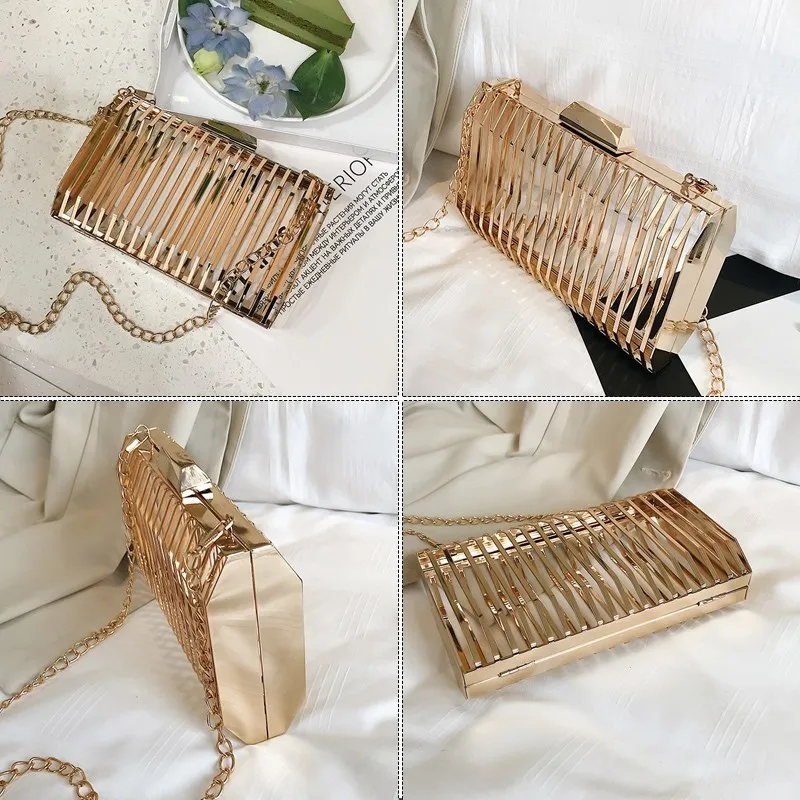 TTOU модная женская сумочка металлическая пустотелая мини квадратная сумка на