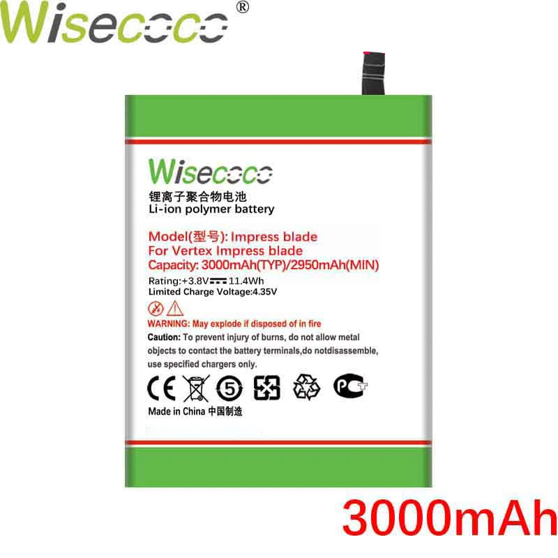 WISECOCO 3000 мАч Батарея для Vertex Impress Blade мобильный телефон в наличии высокое качество +