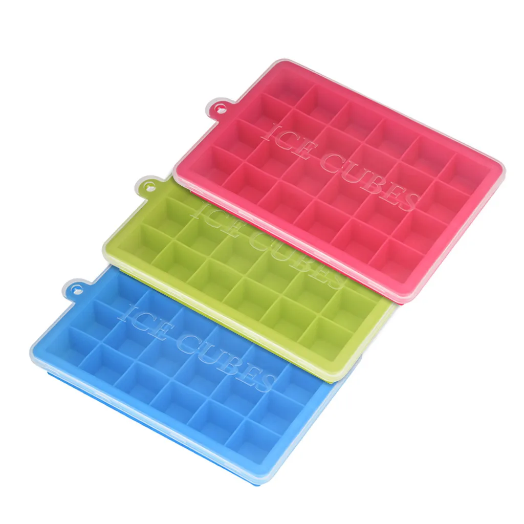 

Silicone ice cube maker Cube Maker 24-Cube Ice Tray Ice Cube Mold Storage Container 3Pcs popsicle silicone molds