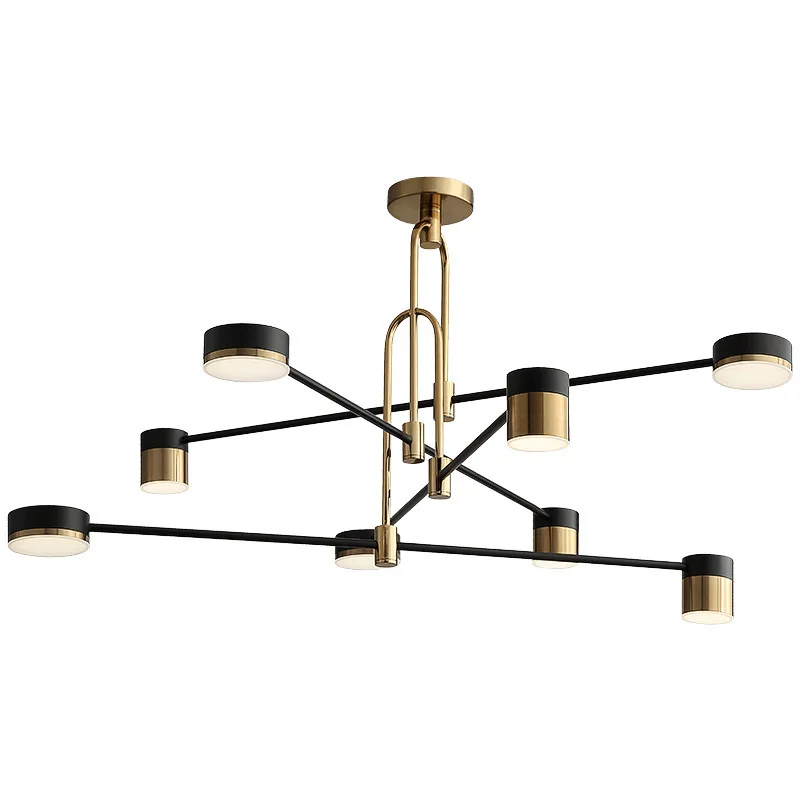 Candelabro de Metal dorado y negro para decoración de sala de estar, luz colgante de techo Industrial de estilo nórdico, 4/6/8 cabezales