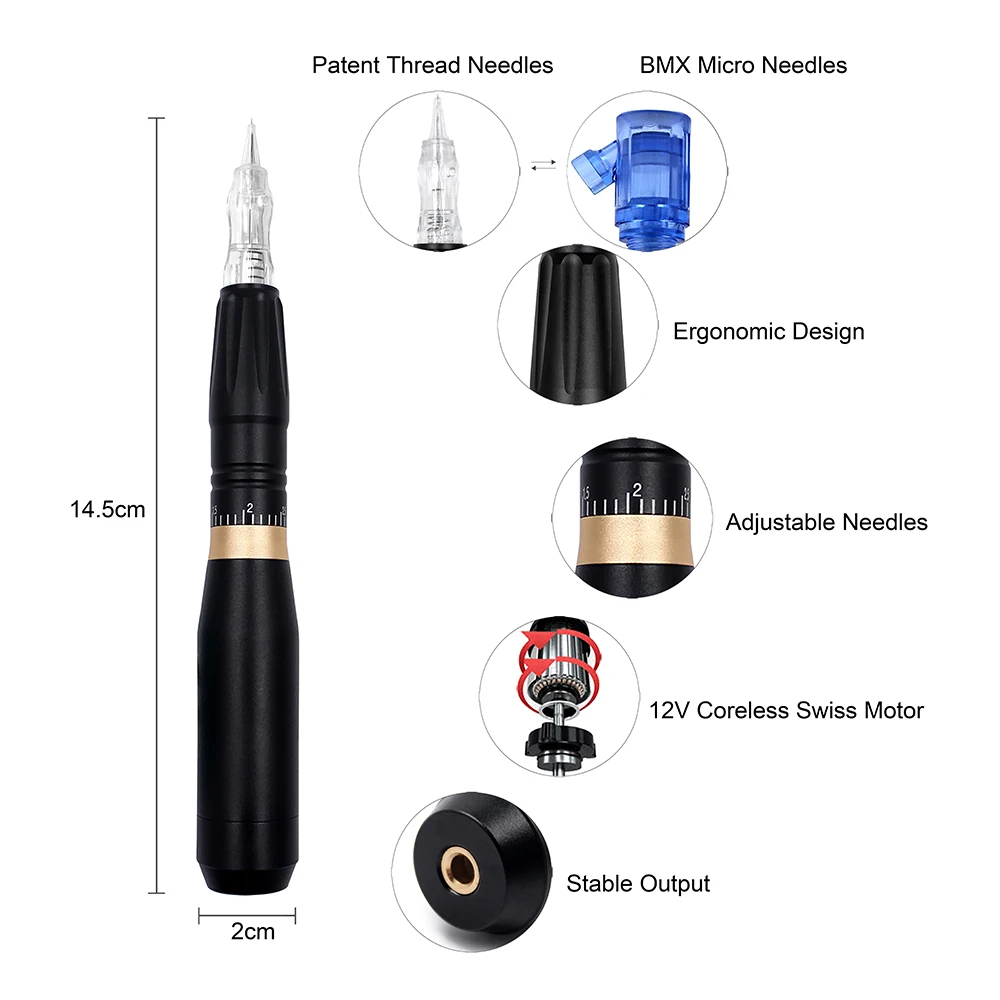 Wireless Permanent Makeup Machine for Eyebrows Miroblading Shading Eyeliner Lip Microshading PMU Tattoo Pen Gun MTS Kit | Красота и