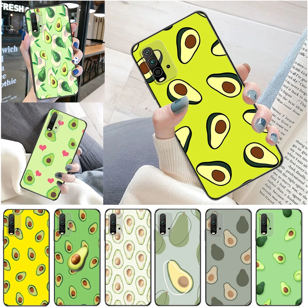 

Luxury Cute Cartoon Fruit Avocado Phone Case For Xiaomi Redmi K20 K30 K40 Pro Plus Note 9 9T 9S Max 5G Funny Cute Avocado Cases