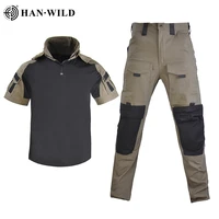 han wild hiking t shirt camouflage military shirts or pants with pads outdoor tactical shirt quick dry hunting clothing 1 piece