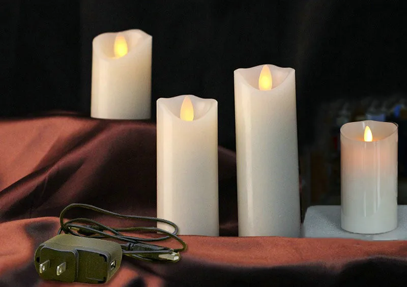 Набор из 4 Перезаряжаемые led лампы в форме свечи стойка парафин воск с волнистой