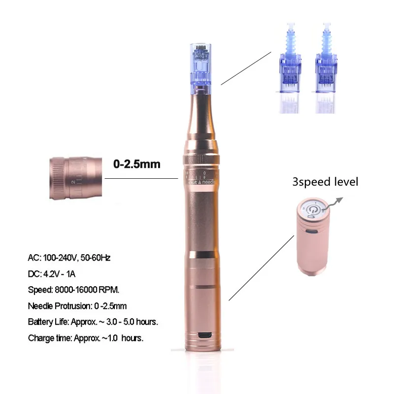 Wilress розовое золото мезоручка с микроиглами 3 уровня уход за кожей косметическое