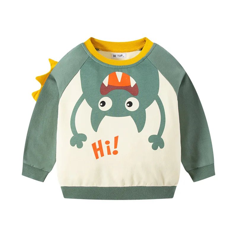 

Children's sweatershirt spring new children's cartoon sweater monster printing boys and girls cute fashion clothing