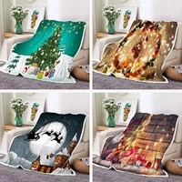 happy new year christmas sherpa blanket two layer thicken fleece blanket fluffy throw blanket bedspreads for bed decorative