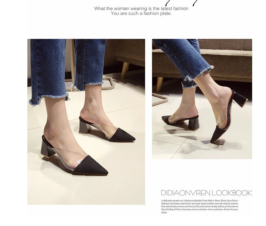 Женские туфли на высоком каблуке сандалии Muller заостренный носок полутапочки