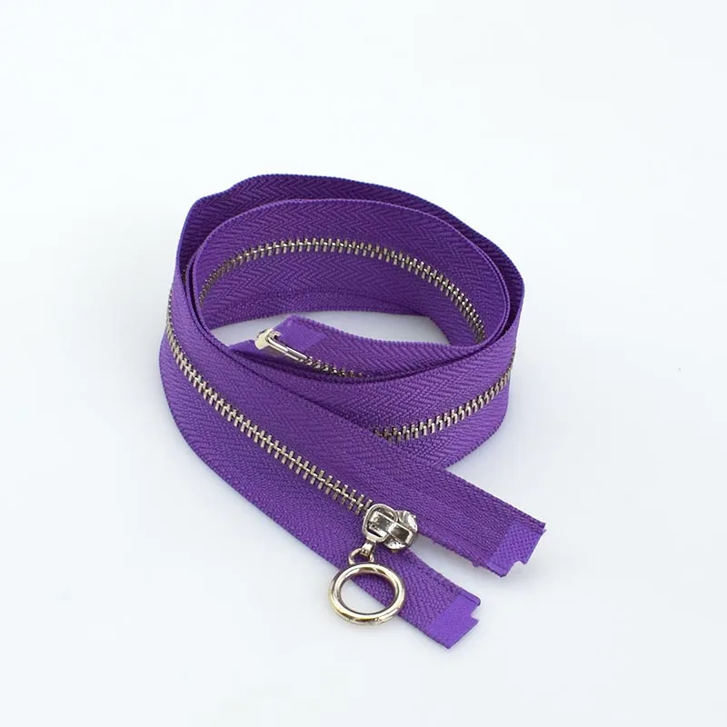 purple Meetee 2/5 шт 3#70 см с металлическими заклепками; туфли-лодочки на молнии, Fermeture застежкой-молнией A Coudre с открытым концом застёжка-молния для шитья DIY аксессуары для одежды KY2135 - Цвет: purple