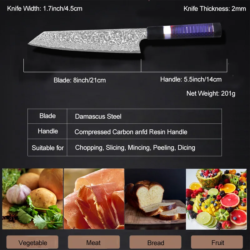 Кухонный нож из дамасской стали ножи шеф-повара Gyuto для мяса овощей рыбы фруктов