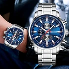 Часы наручные CURREN Мужские кварцевые, роскошные спортивные водонепроницаемые с хронографом и датой