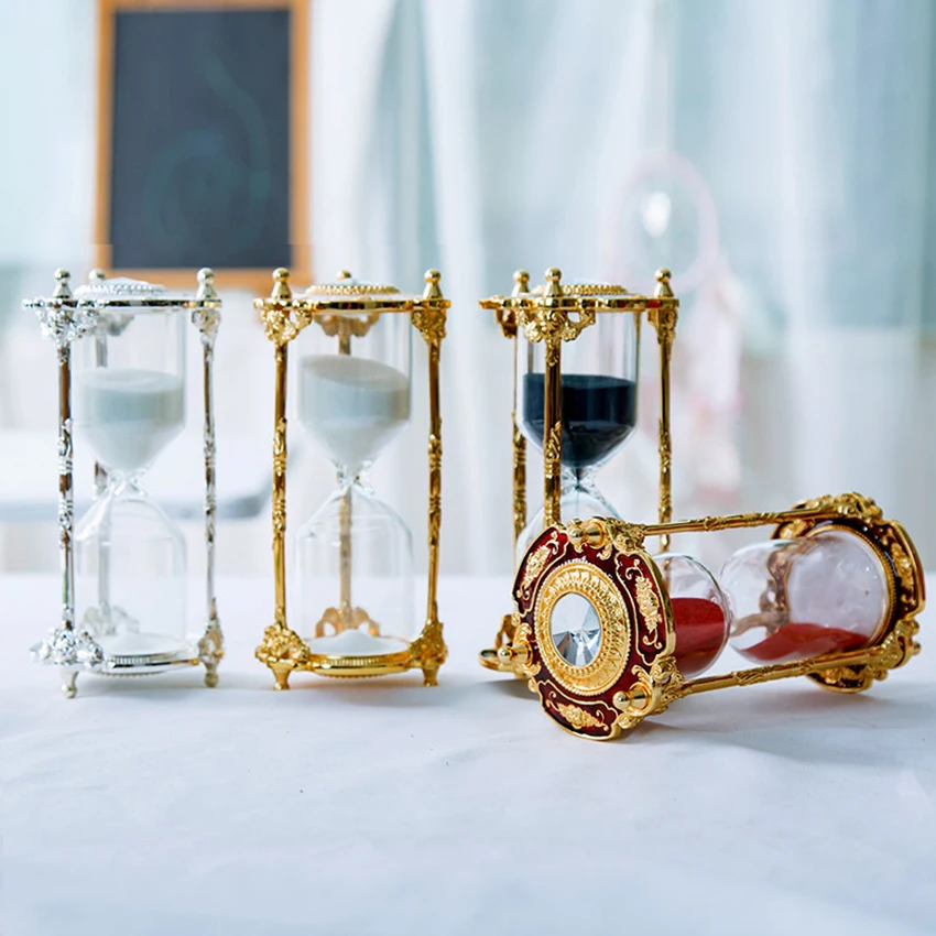 

Hourglasses Sand Timer 15 Minutes, Vintage Sand Clock Hourglasses Antique Zinc Alloy Sandglass Timer with White / Red Sand