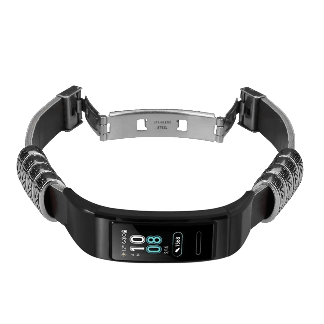 Ремешок мужской кожаный для Huawei Band 3/3 Pro сменный ремешок в стиле ретро рельефный