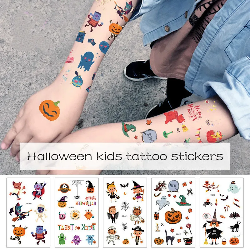 

Тату-наклейки на Хэллоуин для детей, временные искусственные татуировки, светящаяся паста на лицо, руки, ножки для детей, боди-арт, декоратив...