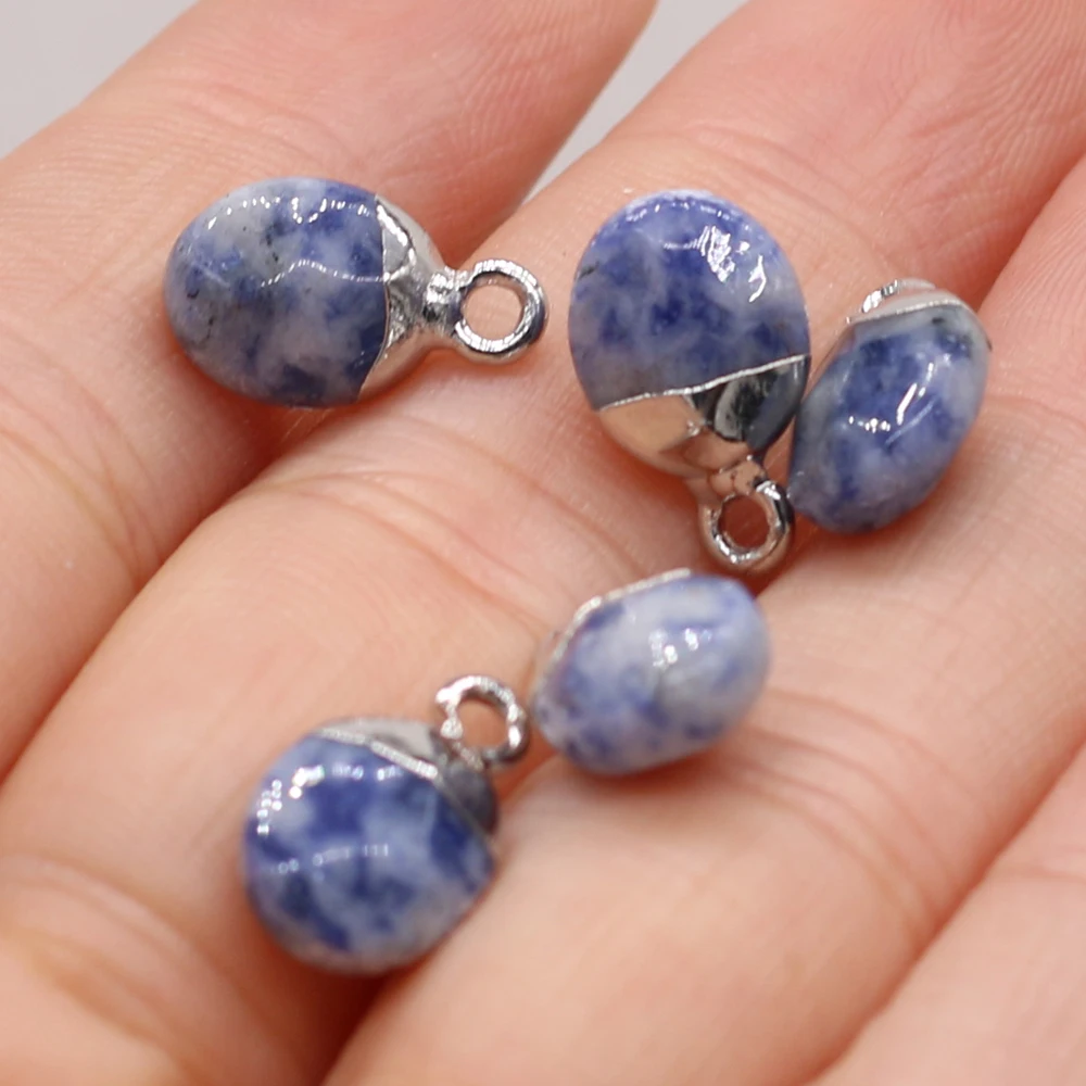 

Natural Stone Gem Sodalite Oblate Pendant Handmade Crafts DIY Necklace Bracelet Earrings Jewelry Accessories Gift Making 8x13mm