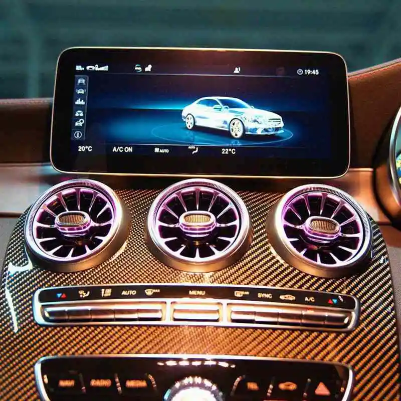 

5pcs 64 Color Front LED Turbine Air Vent Ambient Light Kit Replacement for Mercedes‑Benz C GLC‑Class W205 X253 2019 2020 2021