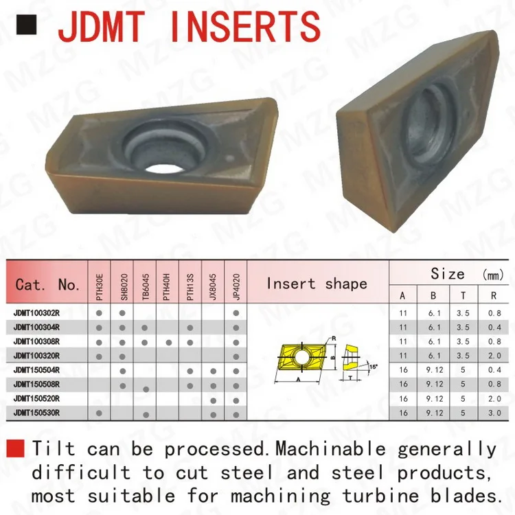 MZG CNC JDMT 100308 R UK8656 твердого карбида вольфрама токарный станок мельница инструмент AHU Фрезерный резак из нержавеющей стали токарный станок режущие вставки