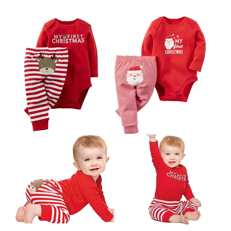Комбинезон для новорожденных первых счастливых рождественские боди маленьких