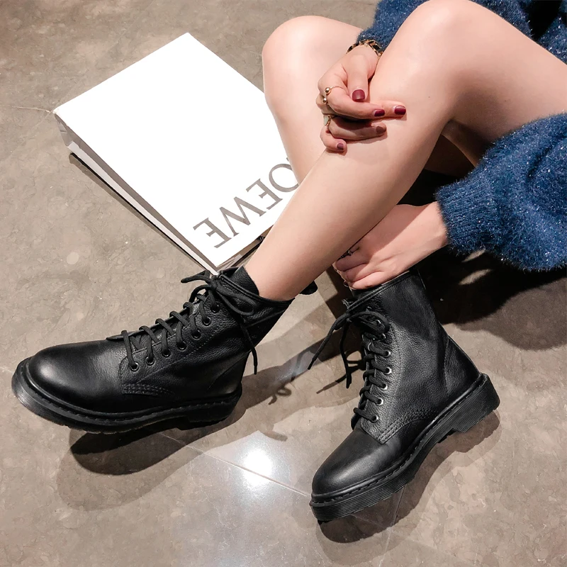 

ASUMER Plus size 34-42 New genuine leather boots women square heel lace up office dress shoes ladies ankle boots