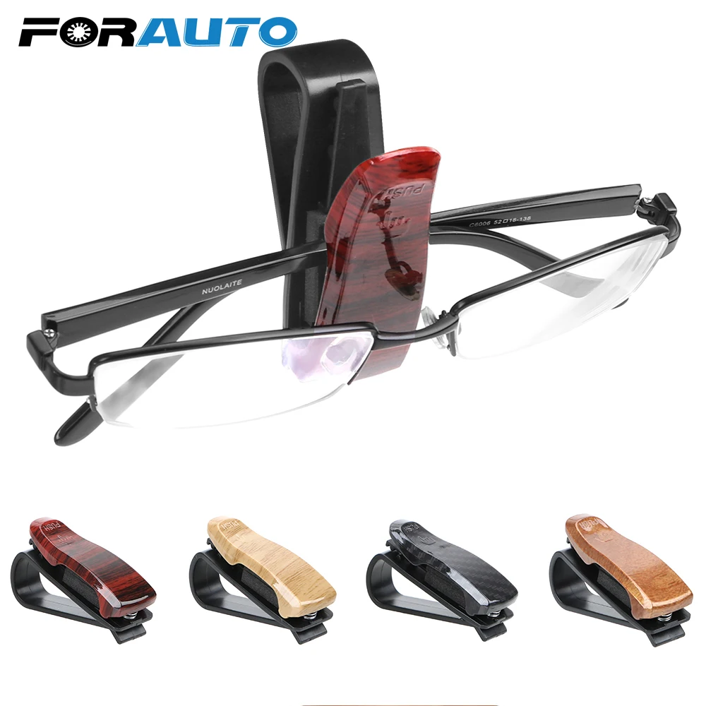 FORAUTO Чехол для очков с деревянным лицевым покрытием держатель ABS автомобильный