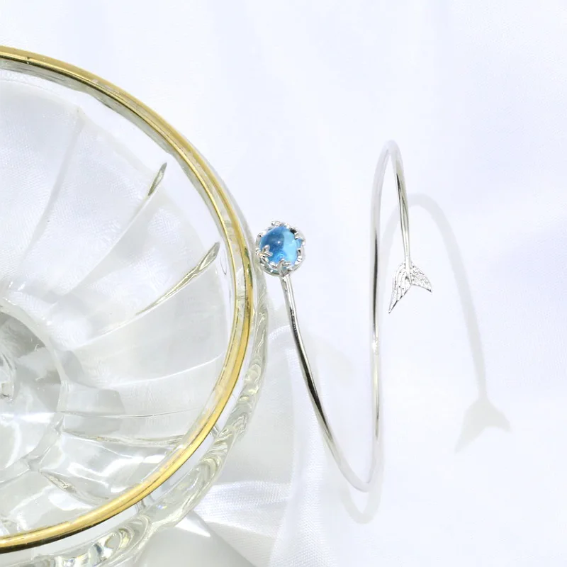 

Wholesale 925 Sterling Silver Mermaid's Tears Pening Lace Bracelet Woman Blue Crystal Bracelet