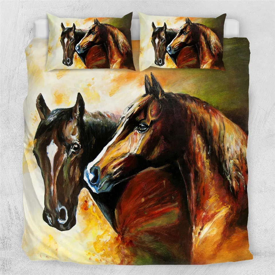 Постельные принадлежности Outlet Horses Постельный набор 3D Dusty Lightning принтованный пододеяльник двойной для взрослых покрывало для кровати фотография постельное белье 3 шт