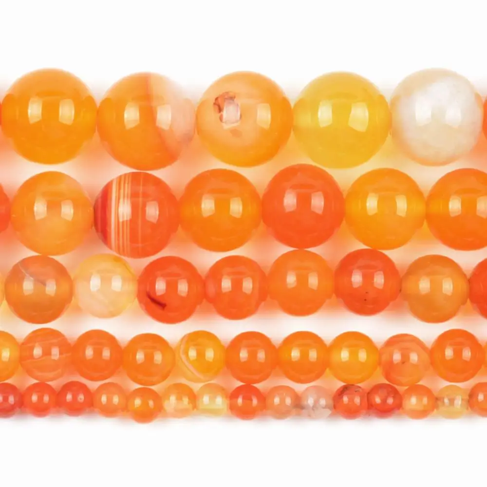 Бусы из камня Агата В Натуральную оранжевую полоску круглые бусины разделители