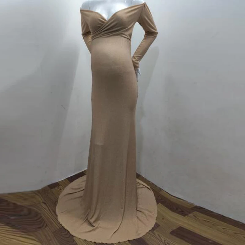 Модное блестящее длинное платье с v образным вырезом для беременных Платья