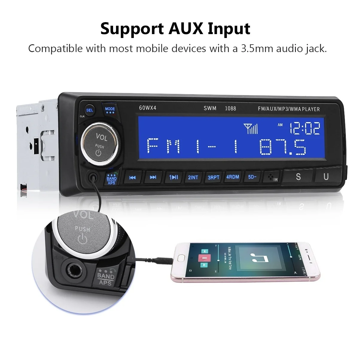 1 Din Авторадио 12 в Bluetooth USB/SD/AUX MP3 плеер Радио Стерео Audios FM Handsfree|MP3-плеер для авто| |
