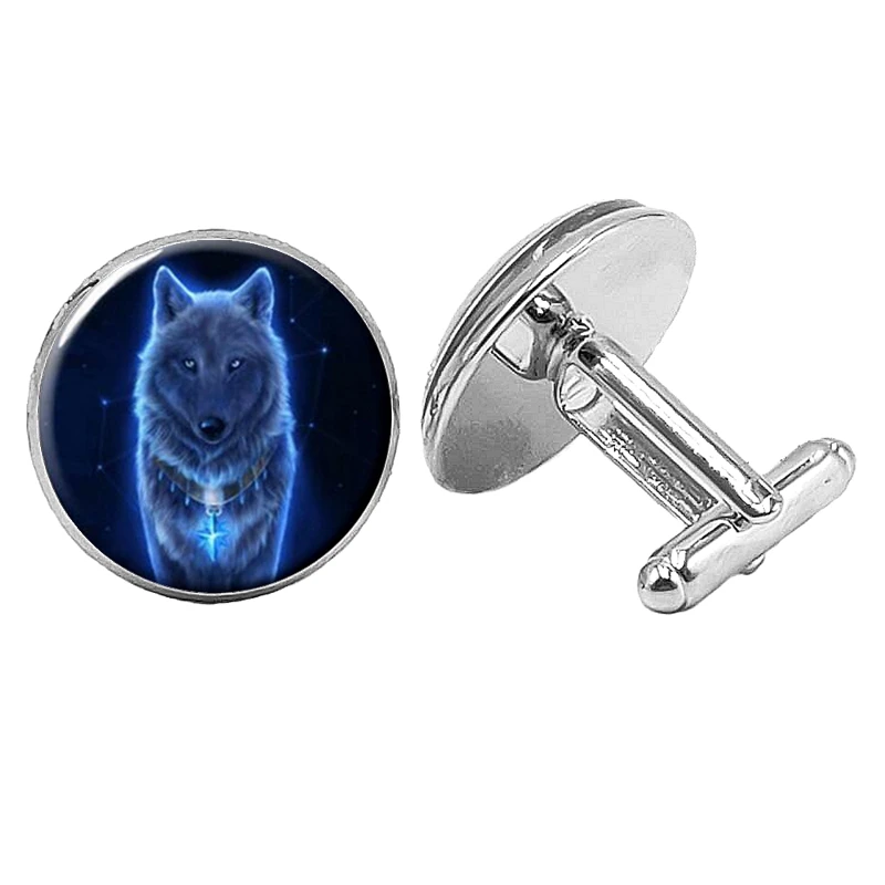 2019 New Personalized Wolf Cufflinks Gothic Snow Gift Glass Convex Round Men's To Send Jewelry | Украшения и аксессуары