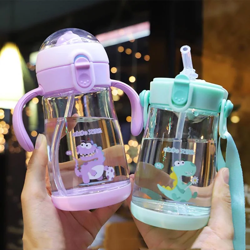 350 мл детская бутылка для кормления ребенка чашка милый мультфильм Динозавр Тритан безопасный Прекрасный Детская кружка для воды с 2 использованием