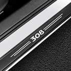4 шт. защитная накладка из углеродного волокна на порог автомобиля, наклейка на крышку для Peugeot 308, защитная Накладка на порог автомобиля, аксессуары