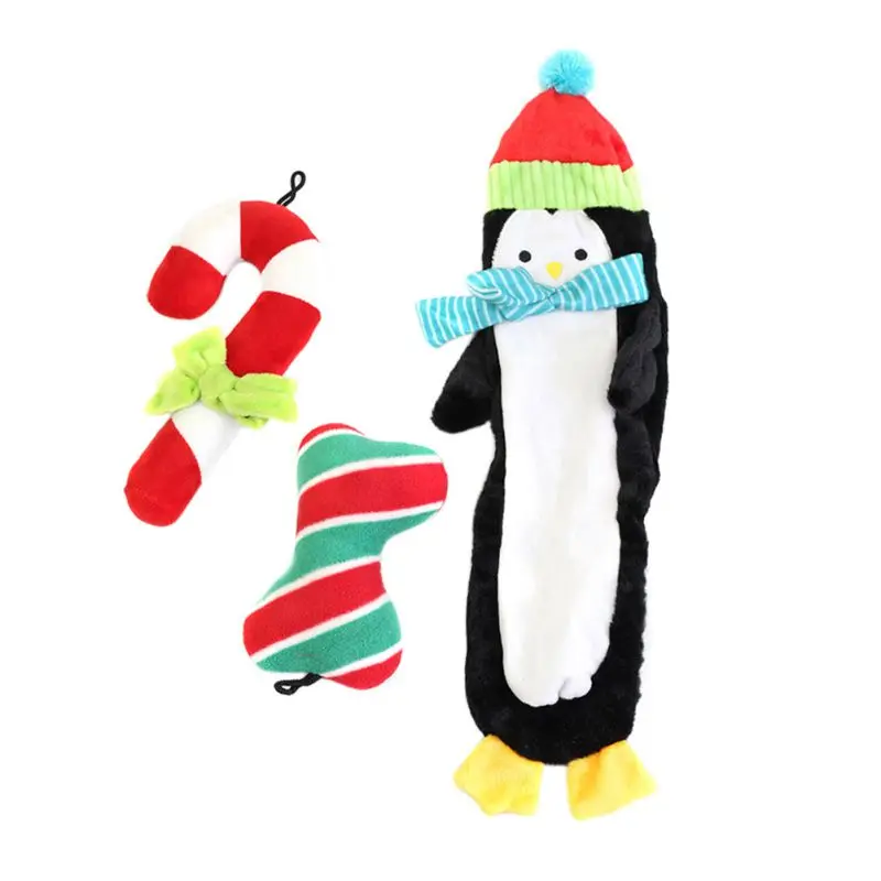 

Christmas Dogs Puppy Vocal Penguin Toy For Dogs Squeak Crutch Doll Ring Squeaker Chew Training Pet Bite-resistant Toys