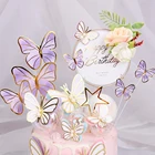 3 шт.лот розовый фиолетовый бабочка торт на день рождения топперы для детей торт на день рождения Топпер для Baby Shower свадебный торт Декор