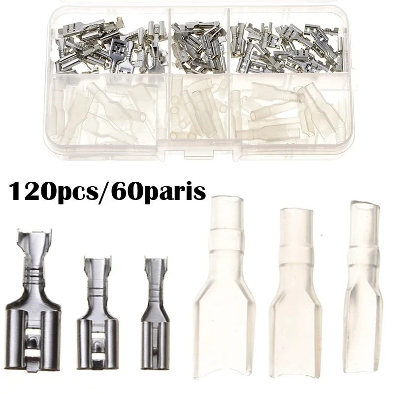 120 шт изолированные электрические провода обжимные терминалы 2 8/4 8/6 3 мм женские