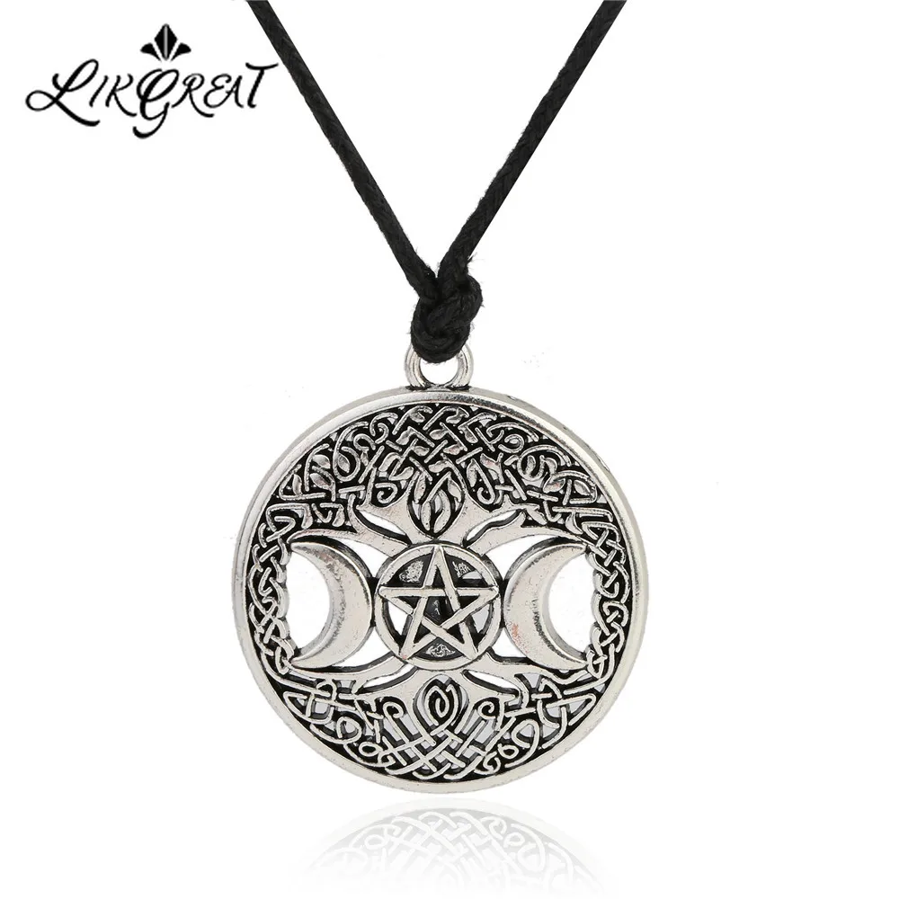 LIKGREAT подвеска Триединая богиня луны Wicca кулон пентаграмма волшебный Амулет