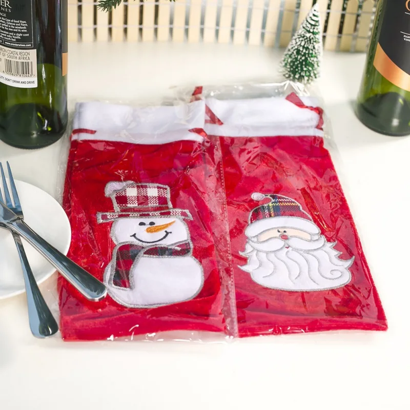 

2020 Christmas Snowman Wine Bottle Cover For Home Santa Claus Decoration New Year Gifts For Party Bottle Decoration