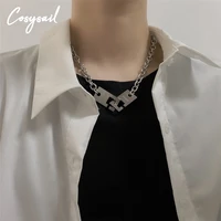 cosysail exaggeration square buckle pendant necklace for female stainless steel chain clavicle necklace statement jewelry gift