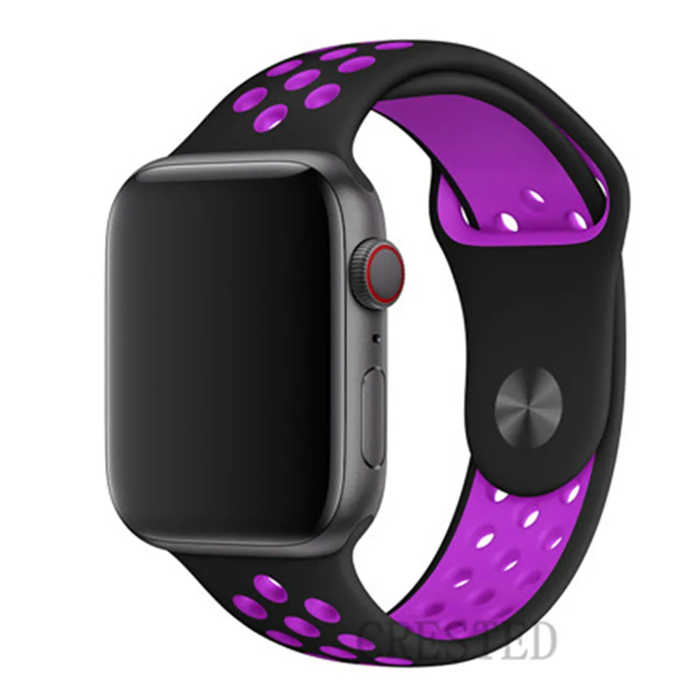 Ремешок для apple watch 5 4 3 ремешок 44 мм/40 мм iwatch ремешок 5 42 мм/38 мм correa силиконовый браслет аксессуары для часов - Цвет ремешка: black purple25