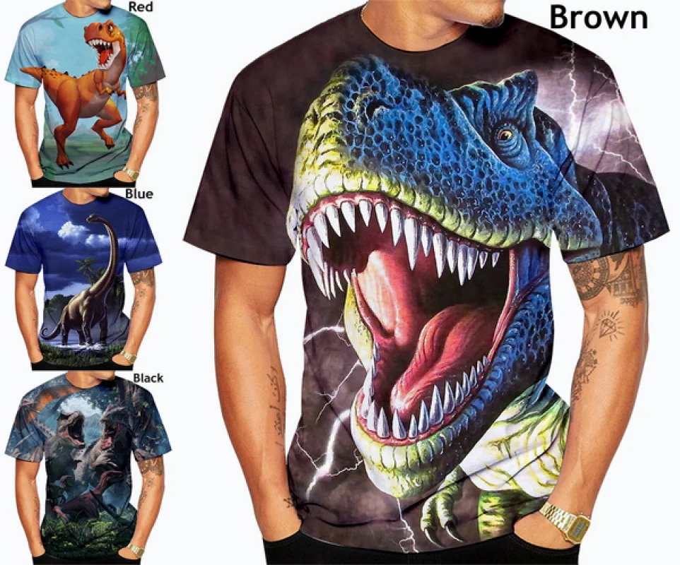 

Футболка с 3D принтом динозавра для мужчин и женщин