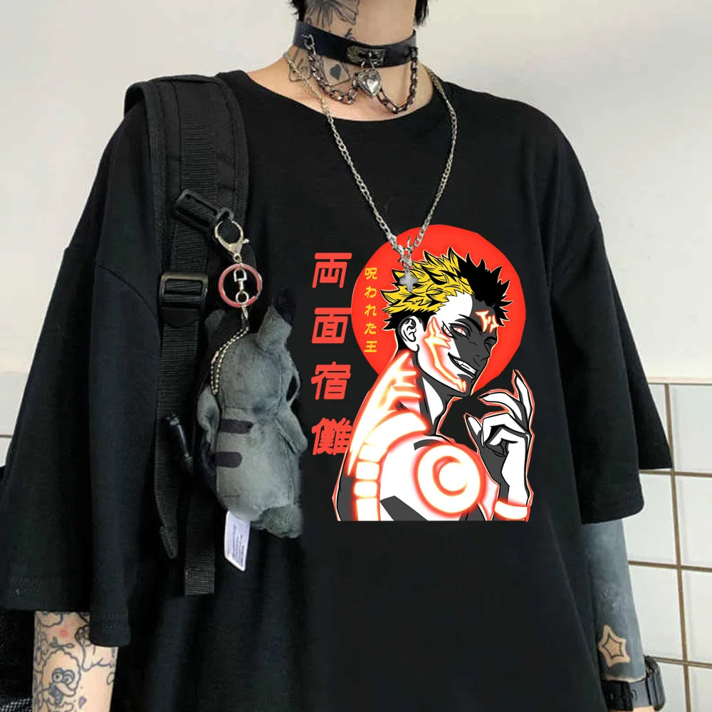 

Hot Jujutsu Kaisen T-Shirt Men Cotton T Shirt Harajuku Anime Ryomen Sukuna Print T-shirt Clothes Anime Hip Hop Tops Tees