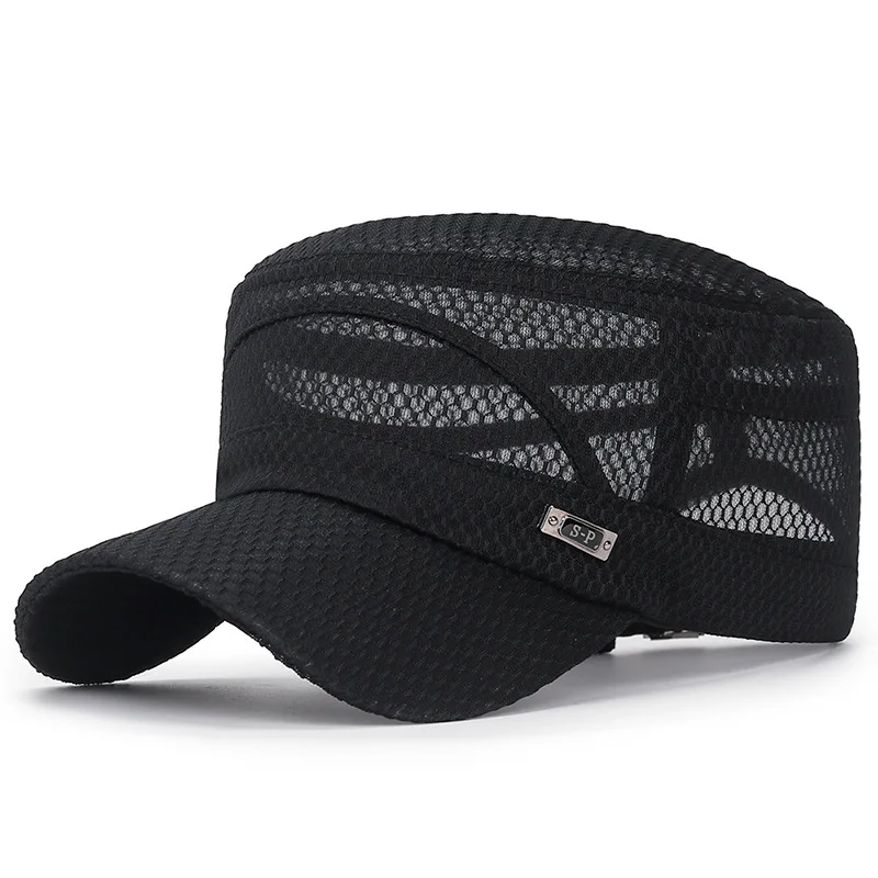 

Army Military Cap Summer Quick Qry Mesh Hat Flat Top Newsboy Hat Mesh Military Cap Cadet Army Cap Breathable