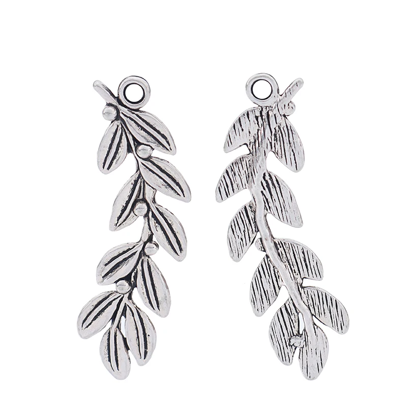 

ZXZ 10pcs Branch Leaf Charms Pendants for Jewelry Making Findings 52x14mm