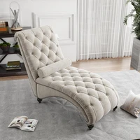large size elastic wooden tufted chaise chair solid color tufted chaise smooth surface for house