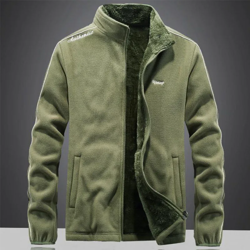 Мужская Уличная осенне-зимняя флисовая куртка ветрозащитная утепленная
