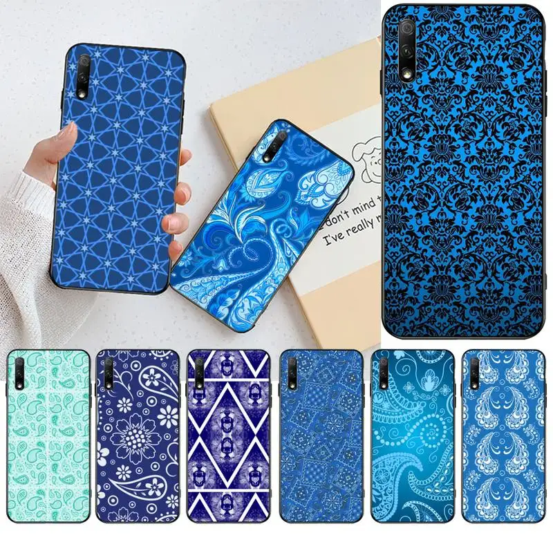 

HPCHCJHM Royal Blue Bandana Soft Silicone Black Phone Case For Huawei Nova 6se 7 7pro 7se honor 7A 8A 7C Prime2019